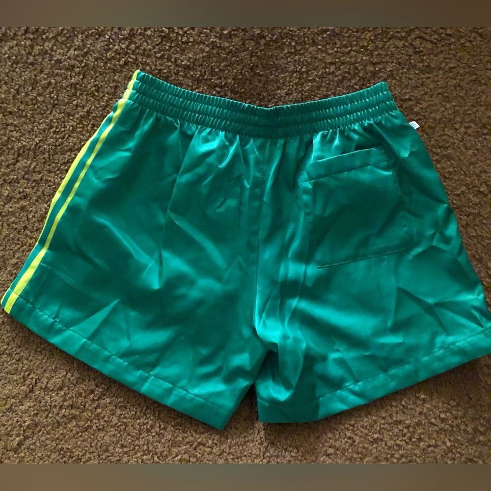 adidas Green Athletic Shorts with Blue Trefoil and Yellow Stripes - Picture 5 of 8